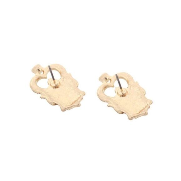 Blue Rhinestone Matt Gold Vintage Stud Earrings - Picture 6 of 8